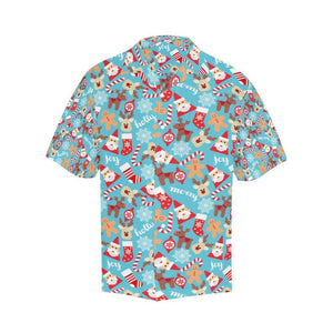 Cute Santa Reindeer And Sock Pattern Christmas Themed Hawaiian Shirt, Hawaiian Shirt Gift, Christmas Gift.