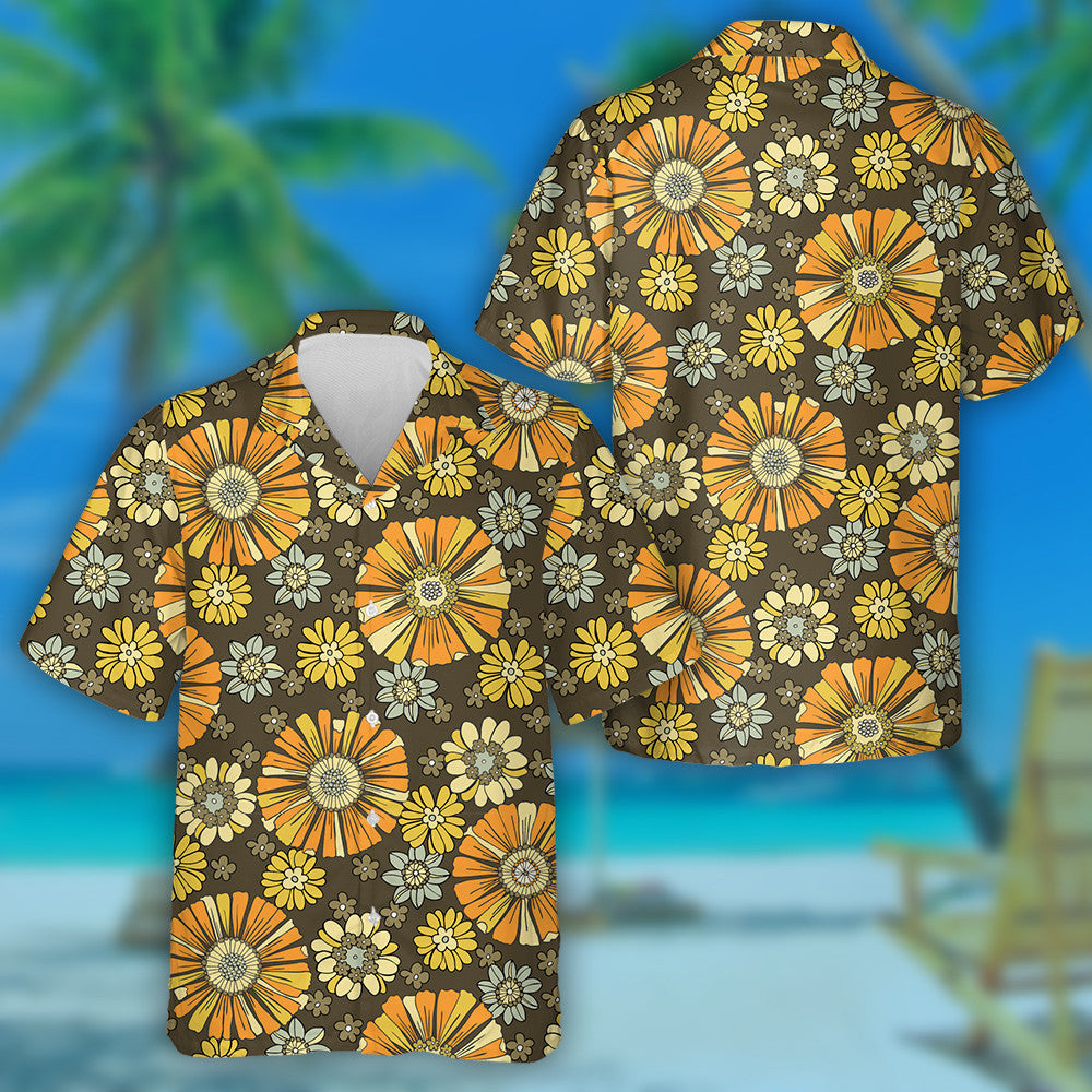 Patrún Stíl Retro Lámhdhéanta Le Bláthanna Beaga Léine Haváís, Bronntanas Léine Haváís, Bronntanas Nollag