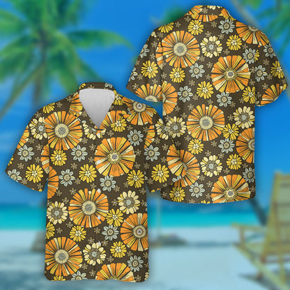 Patrún Stíl Retro Lámhdhéanta Le Bláthanna Beaga Léine Haváís, Bronntanas Léine Haváís, Bronntanas Nollag