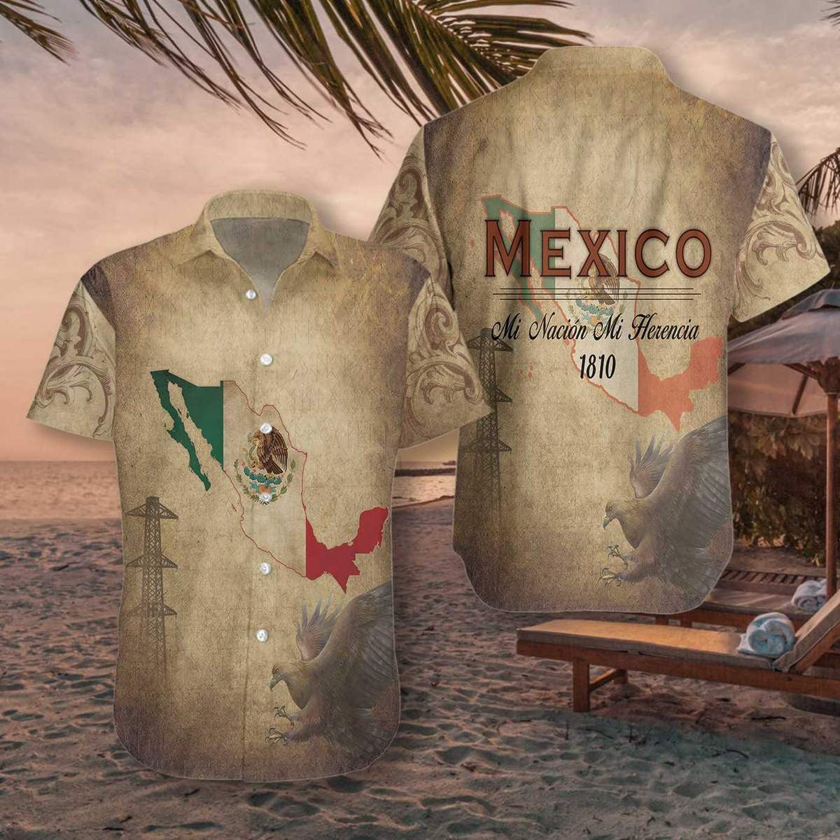 Herencia Mexico Awesome Background Design Hawaiian Shirt, Hawaiian For Gift