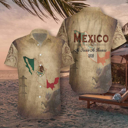 Herencia Mexico Awesome Background Design Hawaiian Shirt, Hawaiian For Gift