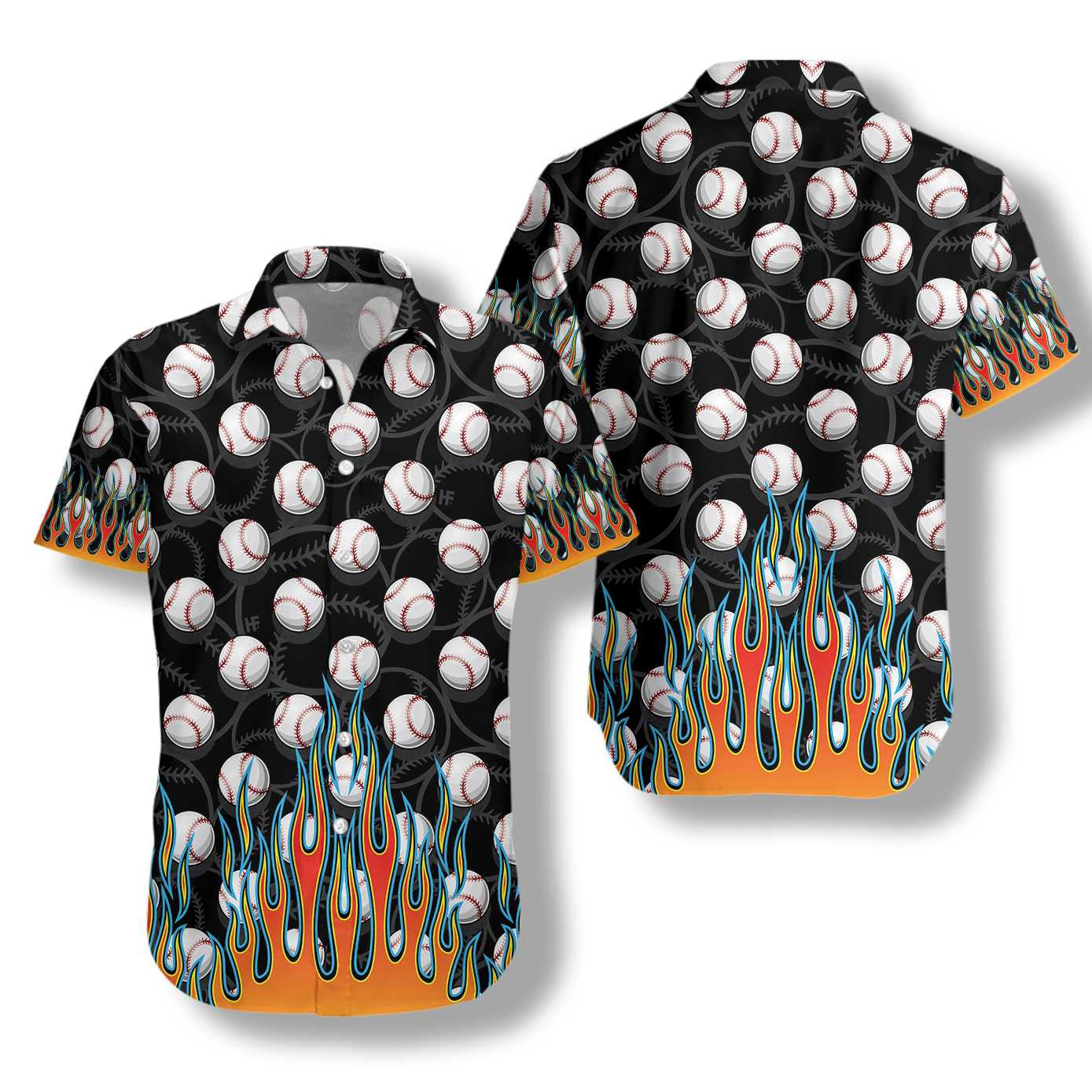 The Passion Of Sport Flame Baseballs Design Hawaiian Shirt, Hawaiian Shirt Gift, Christmas Gift