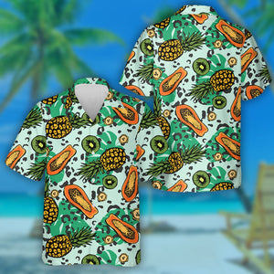 Wild African Leopards With Pineapple And Papaya Hawaiian Shirt,Hawaiian Shirt Gift, Christmas Gift