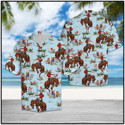 Cowboy Pattern Hawaiian Shirt, Hwaiian For Gift