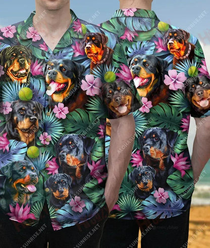 Daid Rottweiler is Fearr Riamh Léine Haváíais Unisex Aigéan Muinchille Gearr Léinte Haváís is Fearr Léinte Haváís do Mhná, Bronntanas Léine Haváíais, Bronntanas Nollag