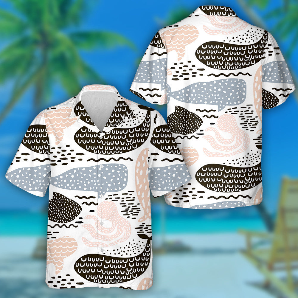 Ainmhithe Farraige Míol Mór agus Octopus Dearadh Dathanna Pastel Léine Haváís, Bronntanas Léine Haváís, Bronntanas Nollag