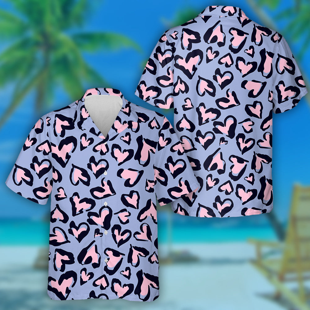 Teibí Craiceann Liopard Croí Ar Léine Gorm Haváí, Bronntanas Léine Haváíais, Bronntanas Nollag