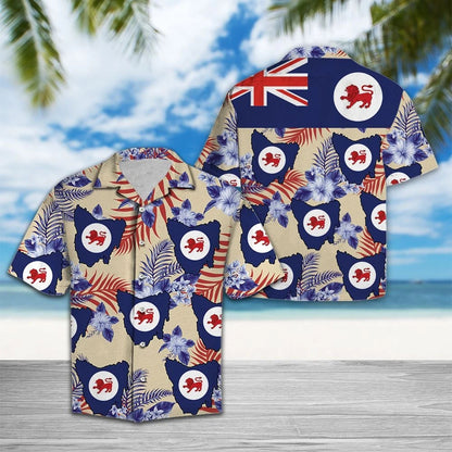 Tasmania Flag Symbol With Hibiscus And Leaves Hawaiian Shirt, Hawaiian Shirt Gift, Christmas Gift