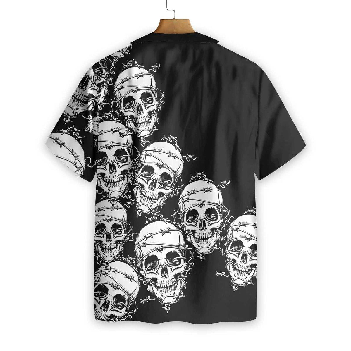 Skull In Barbed Wire Gothic Hawaiian Shirt, Hawaiian Shirt Gift, Christmas Gift