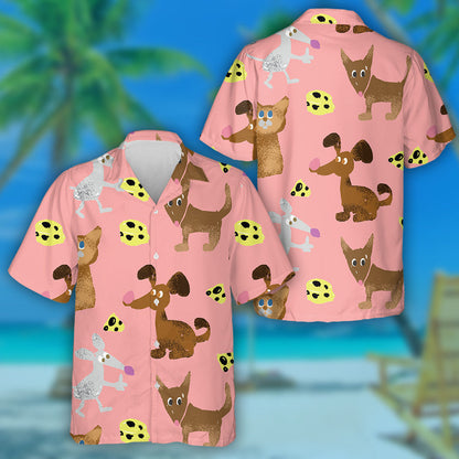 Madra Adorable Agus Cáis ar Chúlra Bándearg Léine Haváís, Bronntanas Léine Haváís, Bronntanas Nollag