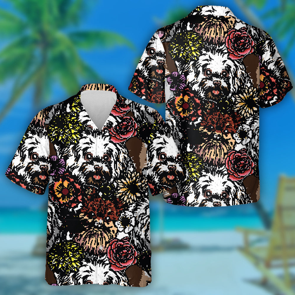 Hand Drawn Cute Dog Portrait Character Hawaiian Shirt, Hawaiian Shirt Gift, Christmas Gift