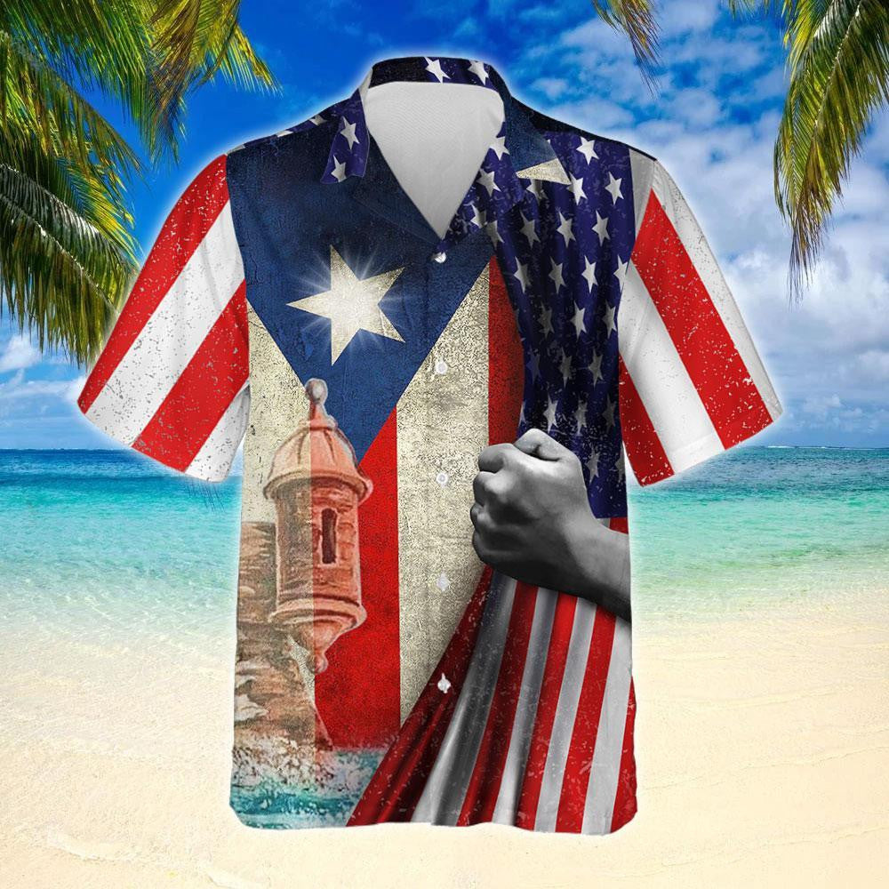 Sovereign State Puerto Rican American Design Hawaiian Shirt,Hawaiian Shirt Gift, Christmas Gift