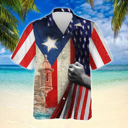 Sovereign State Puerto Rican American Design Hawaiian Shirt,Hawaiian Shirt Gift, Christmas Gift