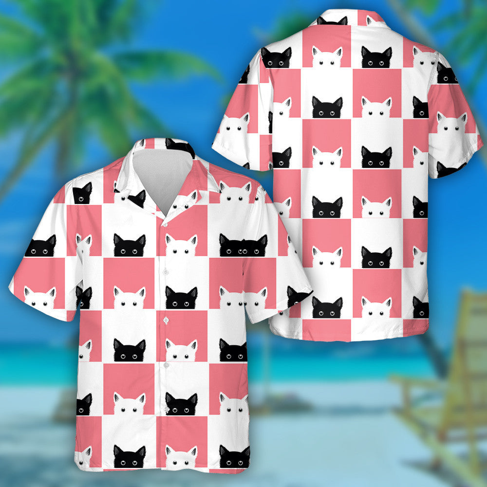 Cúlra Boird Ficheall Cat Dubh Bán Bándearg Léine Haváís, Bronntanas Léine Haváíais, Bronntanas Nollag