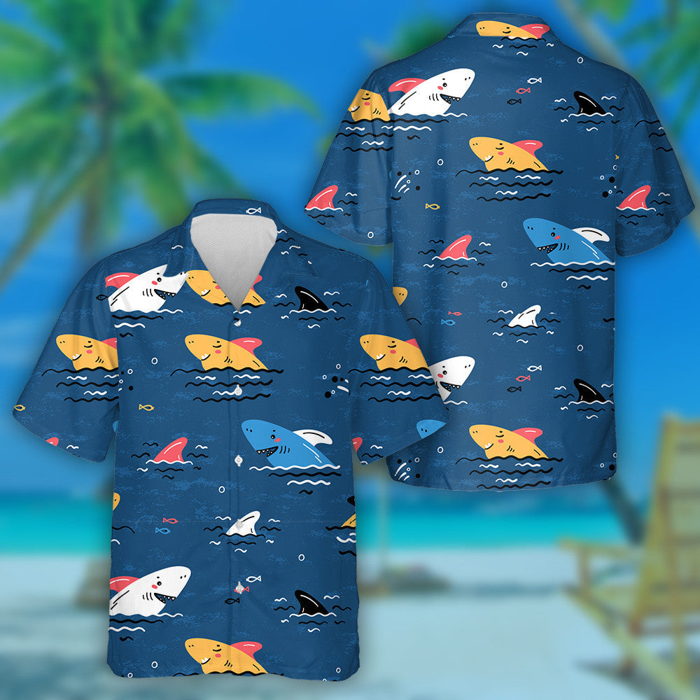 Siorcanna Cartúin Dathúla An Fharraige Samhraidh Cúlra Gorm Dorcha Léine Haváís, Bronntanas Léine Haváís, Bronntanas Nollag