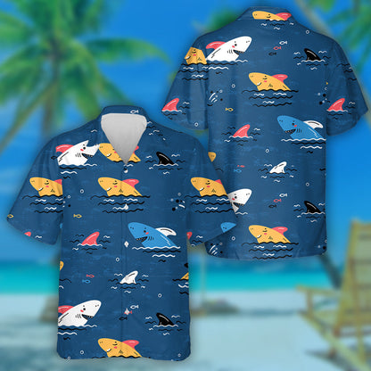 Siorcanna Cartúin Dathúla An Fharraige Samhraidh Cúlra Gorm Dorcha Léine Haváís, Bronntanas Léine Haváís, Bronntanas Nollag