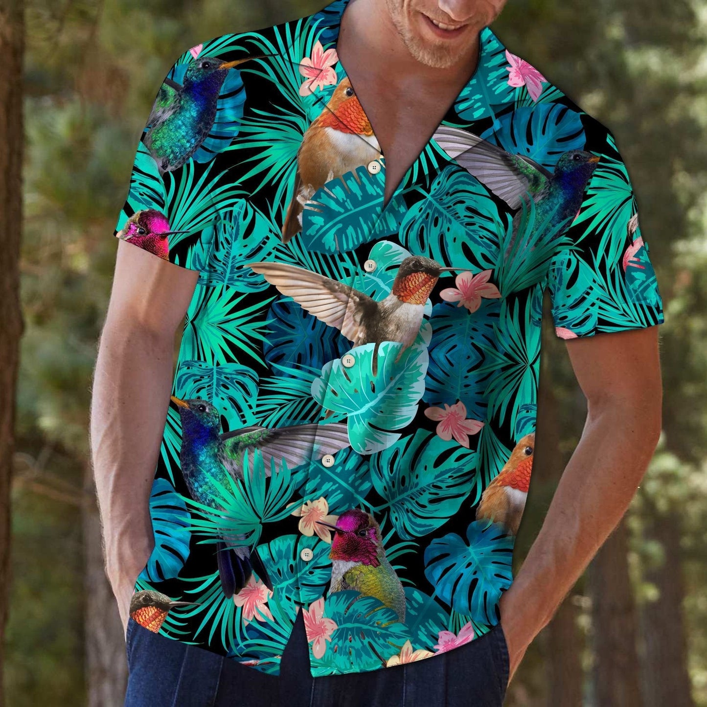 Nice Hummingbird Tropical Jungle Design Hawaiian Shirt,Hawaiian Shirt Gift, Christmas Gift