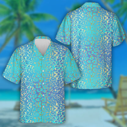 Animal Leopard Blue And Gold Texture Hawaiian Shirt, Hawaiian For Gift
