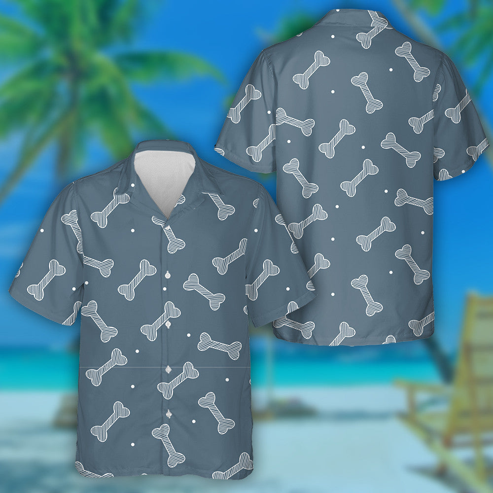 Colorful Dog Bone On Grey Background Hawaiian Shirt, Hawaiian For Gift