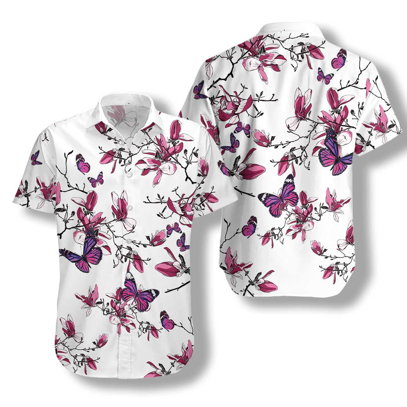 Floral Butterfly The Touch Of Nature Design Hawaiian Shirt, Hawaiian Shirt Gift, Christmas Gift