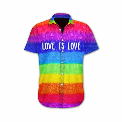Vivid Lgbt Love Is Love Design Hawaiian Shirt, Hwaiian For Gift