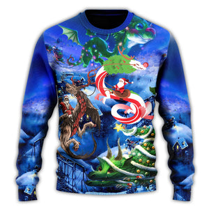 Christmas Santa Riding A Dragon Ugly Christmas Sweater, Christmas Gift, Gift Christmas 2024