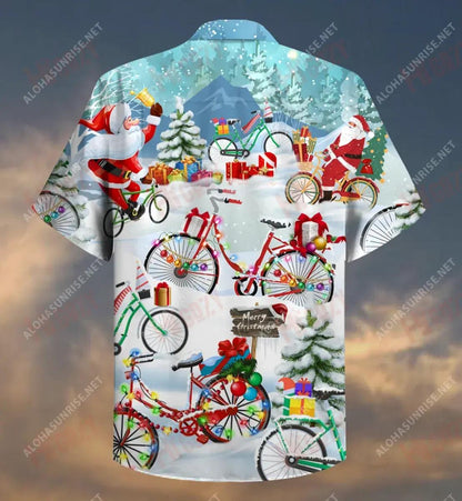 Christmas Bicycle Unisex Short Hawaiian Shirt Vacation Tropical Shirts Hawaiian Crazy Shirts Crazy Shirts Hawaii_Hawaiian Shirt Gift, Christmas Gift