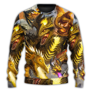 Dragon Gold Skull Lover Fight Art Style Ugly Christmas Sweater, Christmas Gift, Gift Christmas 2024