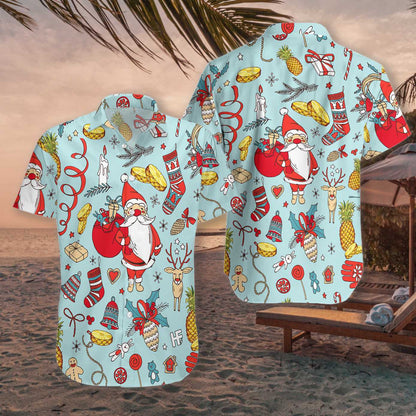 Patrún Pineapple Santa Clau Bronntanais Gleoite Téama Gorm Léine Haváís, Bronntanas Léine Haváís, Bronntanas Nollag