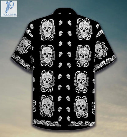 Cat Lover Sugar Skull Pattern Hawaiian Shirt, Hawaiian For Gift