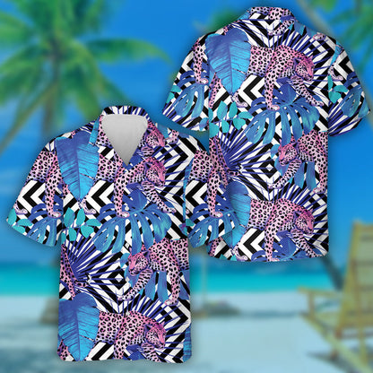 Safari Bláthanna Trópaiceacha an tSamhraidh le hAinmhithe Coimhthíocha Léine Haváís Liopard, Bronntanas Léine Haváís, Bronntanas Nollag