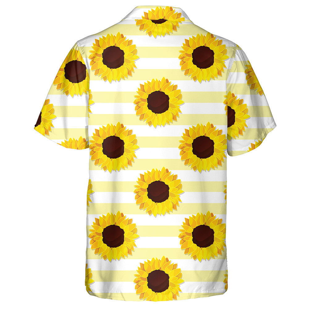 Bláth Ceann Síl Lus na Gréine Ar Patrún Buí Striped Léine Haváís, Bronntanas Léine Haváís, Bronntanas Nollag