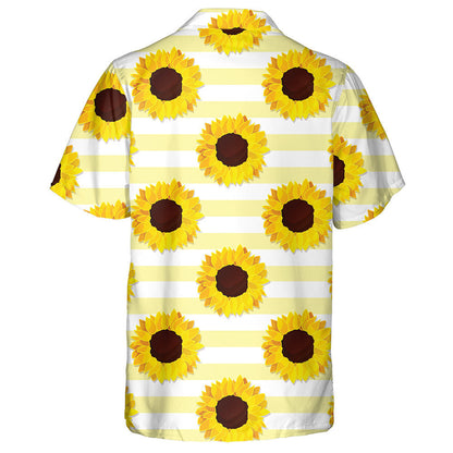 Bláth Ceann Síl Lus na Gréine Ar Patrún Buí Striped Léine Haváís, Bronntanas Léine Haváís, Bronntanas Nollag