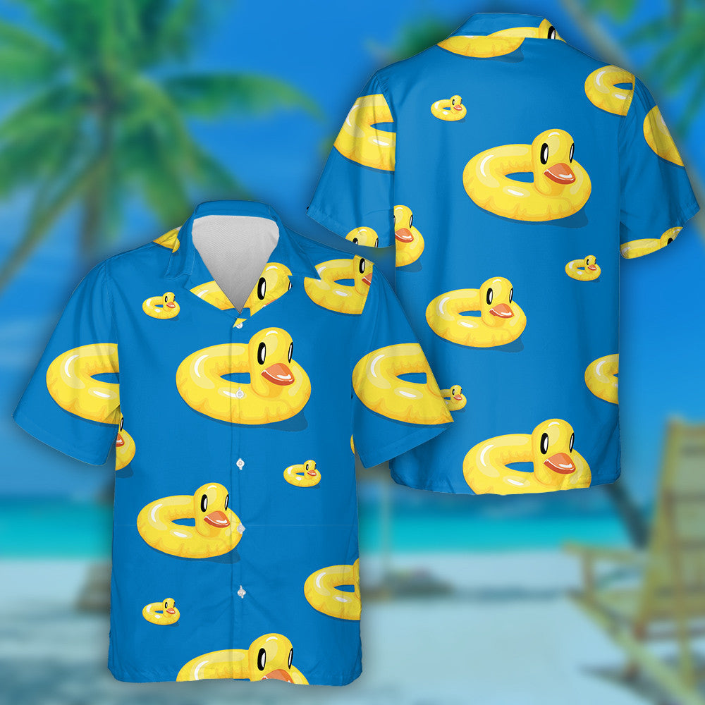 Hand Drawn Ducks In The Swimming Pool Hawaiian Shirt, Hawaiian Shirt Gift, Christmas Gift