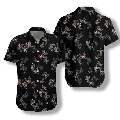 Into Darkness Paint Brush Butterflies Design Hawaiian Shirt, Hawaiian For Gift