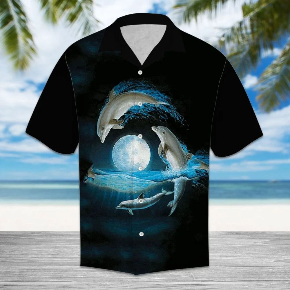 Deilf ag Léim Thar Aigéan Faoi Solas na Gealaí Dear Léine Haváí, Bronntanas Léine Haváíais, Bronntanas Nollag