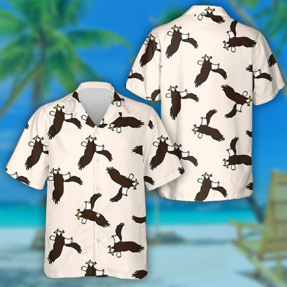 Flying Brown Eagles On Light Pink Background Hawaiian Shirt, Hawaiian Shirt Gift, Christmas Gift