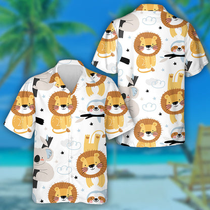 Sloth Lion And Koala In Scandinavian Style Hawaiian Shirt, Hawaiian Shirt Gift, Christmas Gift