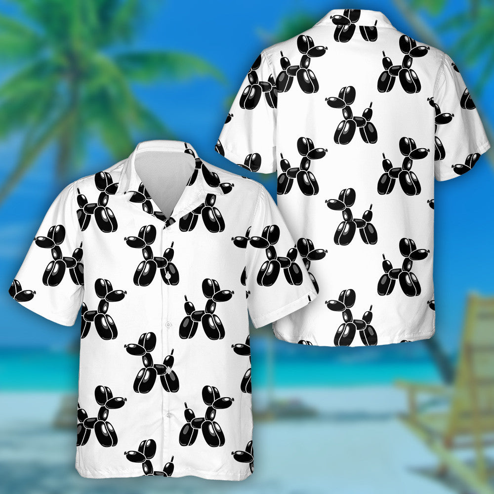 Classic Balloon Dog In Black Color Hawaiian Shirt, Hawaiian For Gift