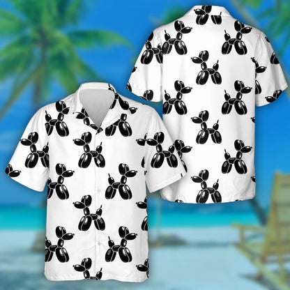 Classic Balloon Dog In Black Color Hawaiian Shirt, Hawaiian For Gift