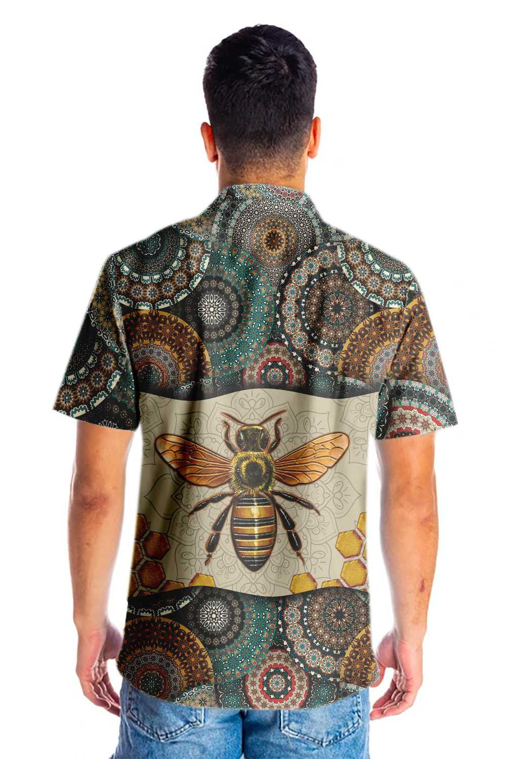 Tribal Beauty Boho Mandala Bee Design Hawaiian Shirt,Hawaiian Shirt Gift, Christmas Gift