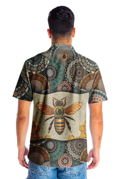 Tribal Beauty Boho Mandala Bee Design Hawaiian Shirt,Hawaiian Shirt Gift, Christmas Gift