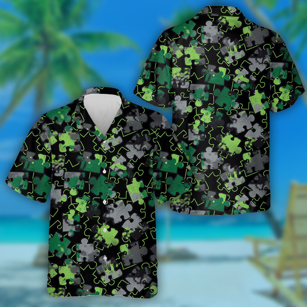 Pop Art Puzal Glas Agus Dubh Patrún Camo Léine Haváíais, Bronntanas Léine Haváíais, Bronntanas Nollag