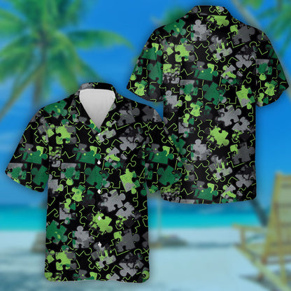 Pop Art Puzal Glas Agus Dubh Patrún Camo Léine Haváíais, Bronntanas Léine Haváíais, Bronntanas Nollag