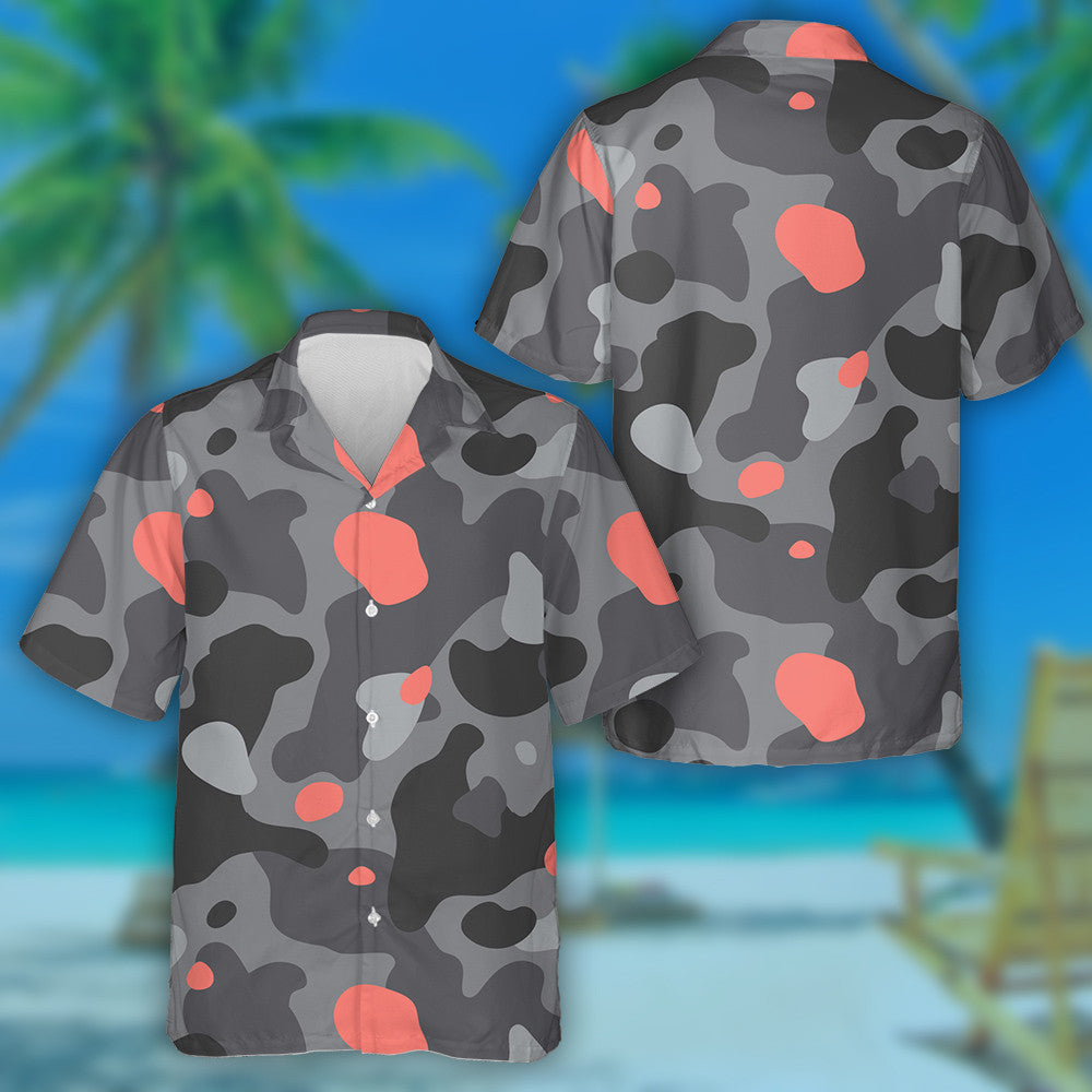 Duaithníocht Pastel Bándearg Agus Liath Arm Míleata Léine Haváís Uigí, Bronntanas Léine Haváíais, Bronntanas Nollag