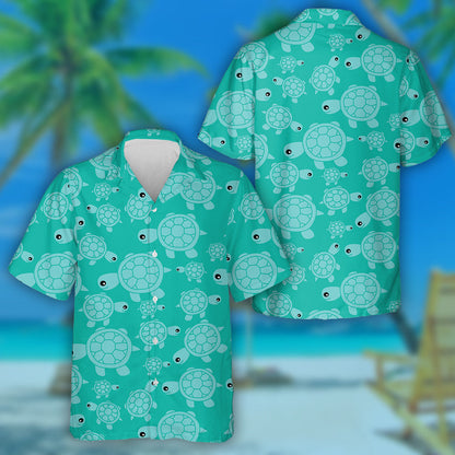 Funny Sea With Turtles On Neon Green Hawaiian Shirt, Hawaiian Shirt Gift, Christmas Gift