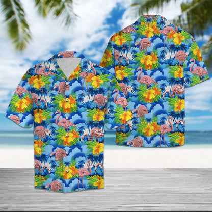Flamingo Blue Hawaiian Vintage Hawaiian Shirt,Hawaiian Shirt Gift, Christmas Gift