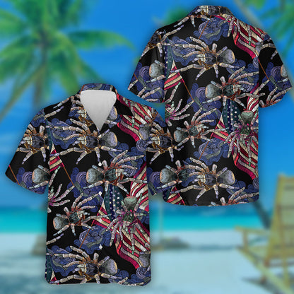 Bróidnéireacht Damhán alla Rippled Bratach Mheiriceá Léine Haváís Sky Oíche, Bronntanas Léine Haváís, Bronntanas Nollag