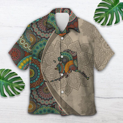 Map Of Alaska Mandala Flower Patchwork Pattern Hawaiian Shirt, Hawaiian Shirt Gift, Christmas Gift