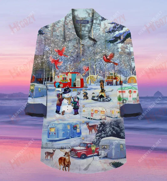 Camping Before Christmas Long Hawaiian Shirt Hobbies Short Sleeve Hawaiian Crazy Shirts Crazy Shirts Hawaii_ Hawaiian Shirts -Hawaiian Shirt Gift, Christmas Gift